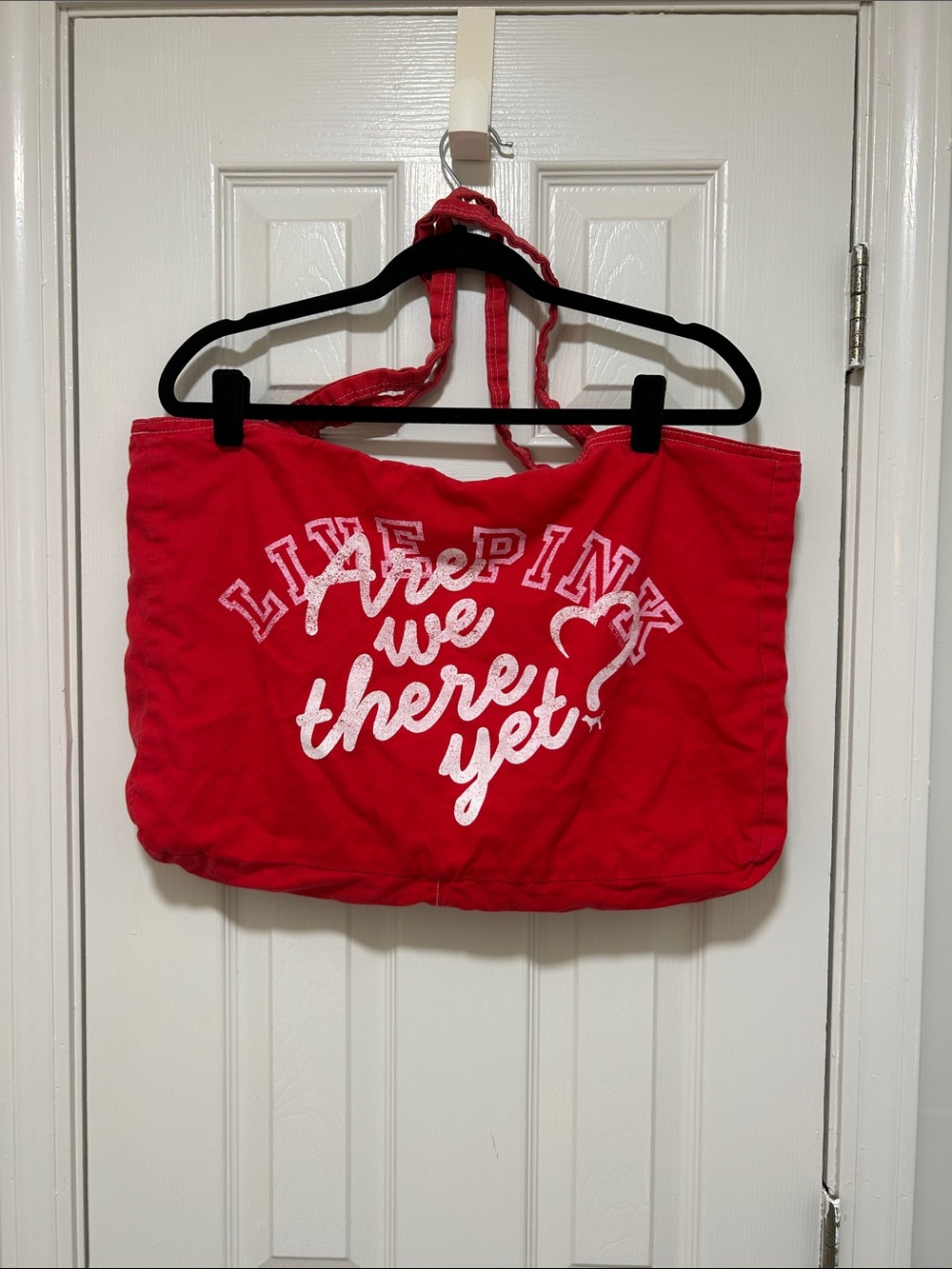 PINK Victoria's Secret Red Graphic Canvas Tote